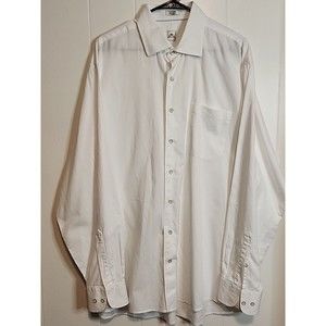 Mens Peter Millar Long Sleeve Cotton Button Down Size XL White